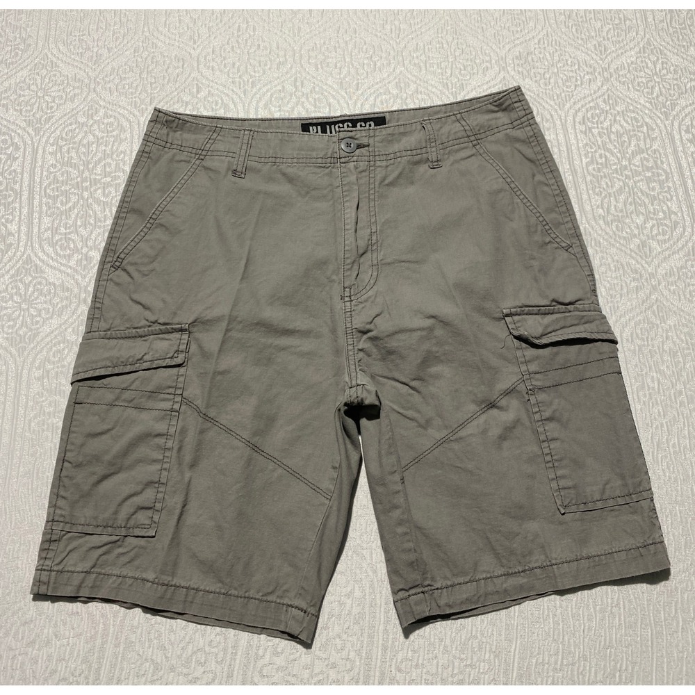 Plugg Co Mens Gray Cargo Shorts Size 32 Cotton Utility Casual Outdoor Summer